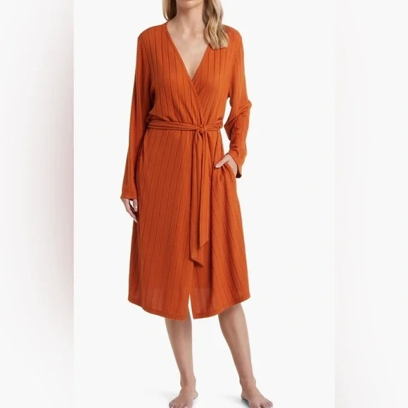 BP Women’s Rust Color Ribbed Robe Size XL - Picture 2 of 10